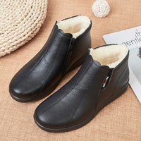 Bottines en peluche et en cuir pour femmes