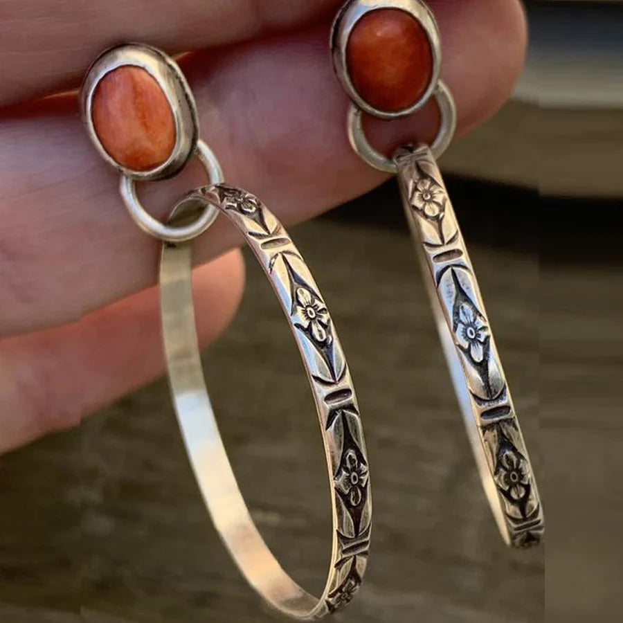 Boucles d'Oreilles Boho Vintage Onyx