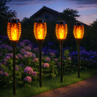 Lampe Solaire Extérieure Effet Flamme LED Étanche – Torche Jardin à Piquer Rechargeable – Lot de 4