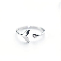 Bague queue de dauphin en argent sterling 925 et zircon ajustable