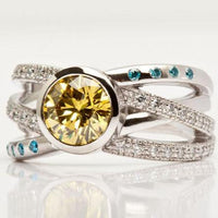 Bague orange vif en argent vintage