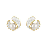 Boucles d'Oreilles de Luxe avec Opale Blanche et Perles en Or