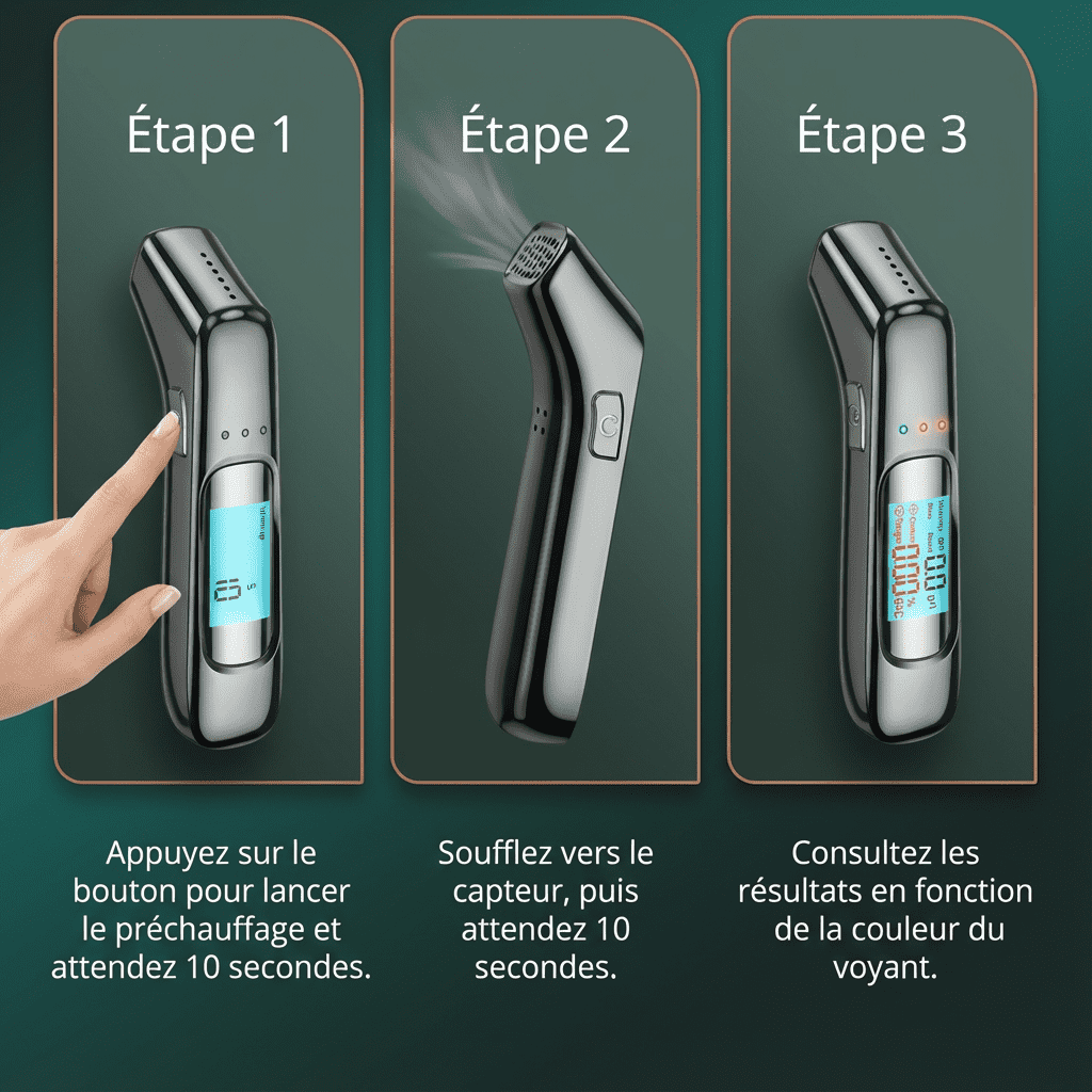 Alcotex™ – Éthylotest Électronique Portable à Lecture Rapide et Écran LCD