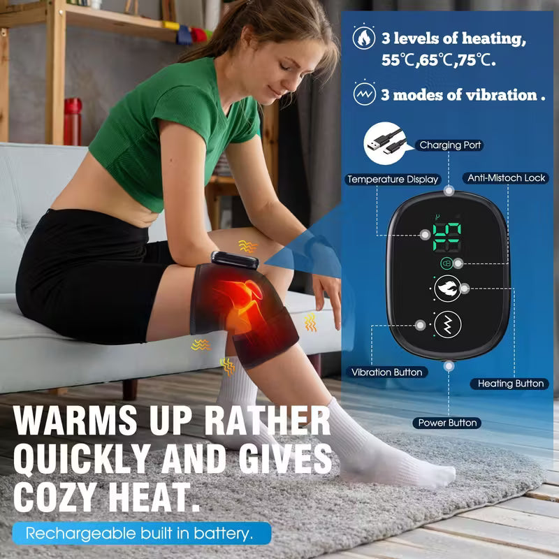 ThermaFlex™ – Genouillère chauffante à vibration pour genou, coude et épaule
