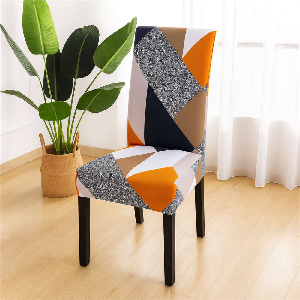 Housses de chaise géométriques extensibles en spandex (lot de 4)