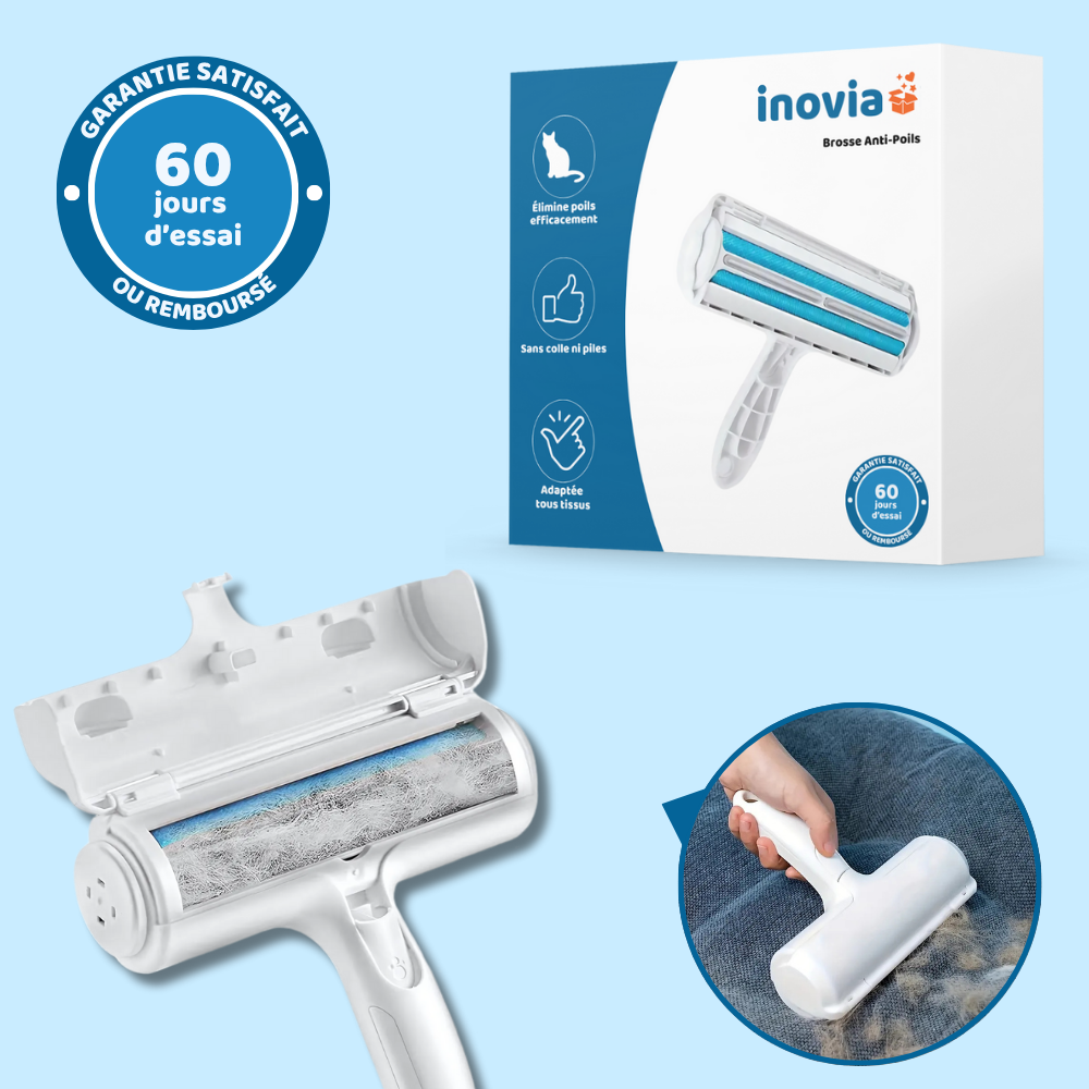 Brosse Anti-Poils  – Élimine les Poils de Chats et Chiens sur Vêtements et Canapés