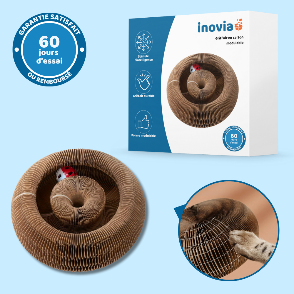 Griffoir en carton modulable et jouet d’intérieur