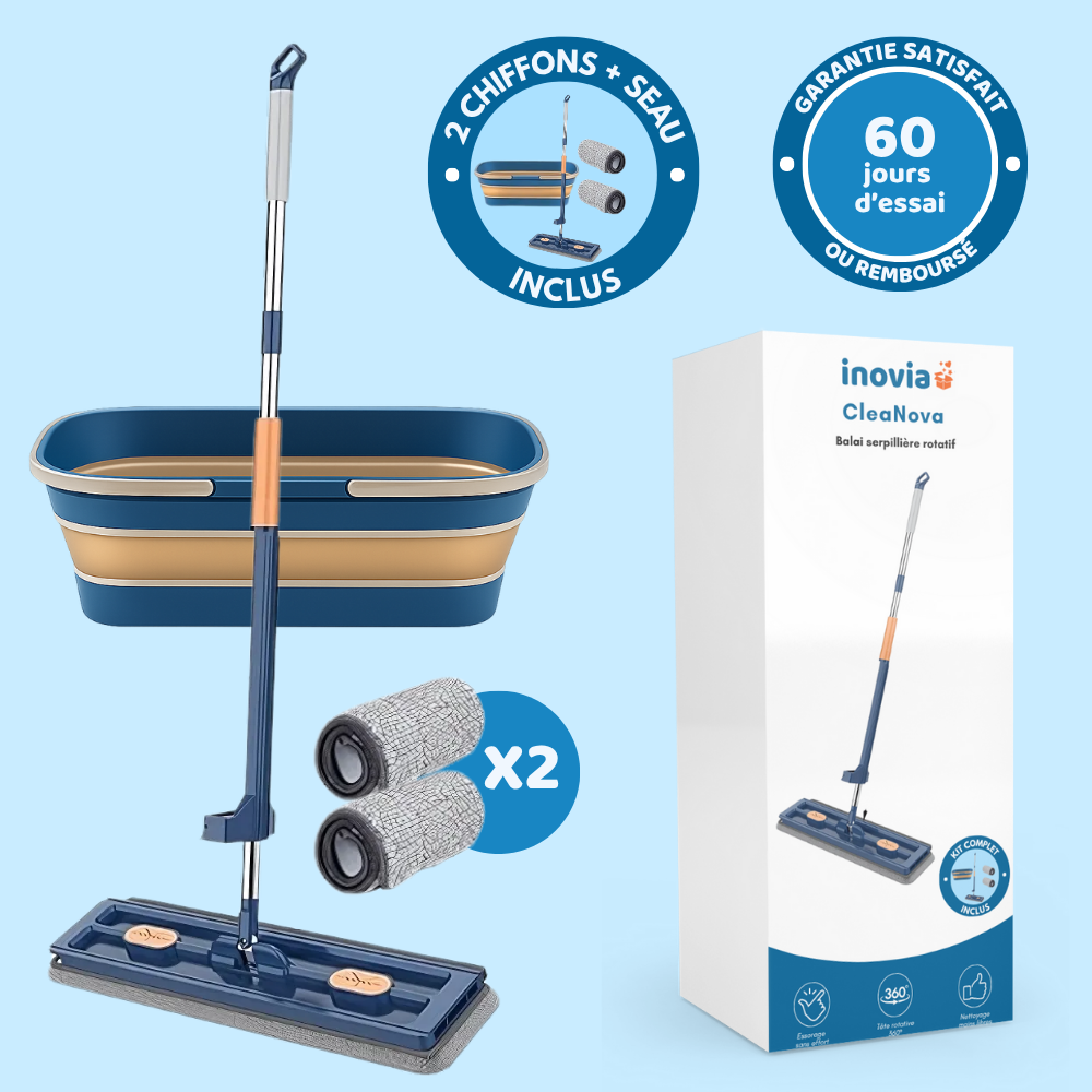 Cleanova | Balai serpillière rotatif avec technologie essorage intégré