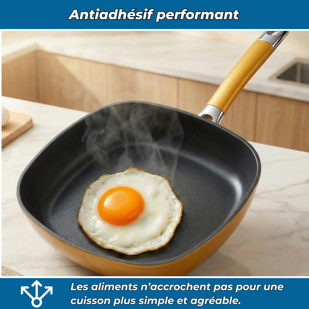 TitaneCook | Poêle Antiadhésive en Titane 30cm | Cuisine Saine Facile | Compatible Induction Gaz