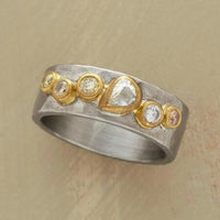 Bague vintage en cristal or et argent
