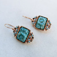 Boucles d'oreilles vintage bleu rustique