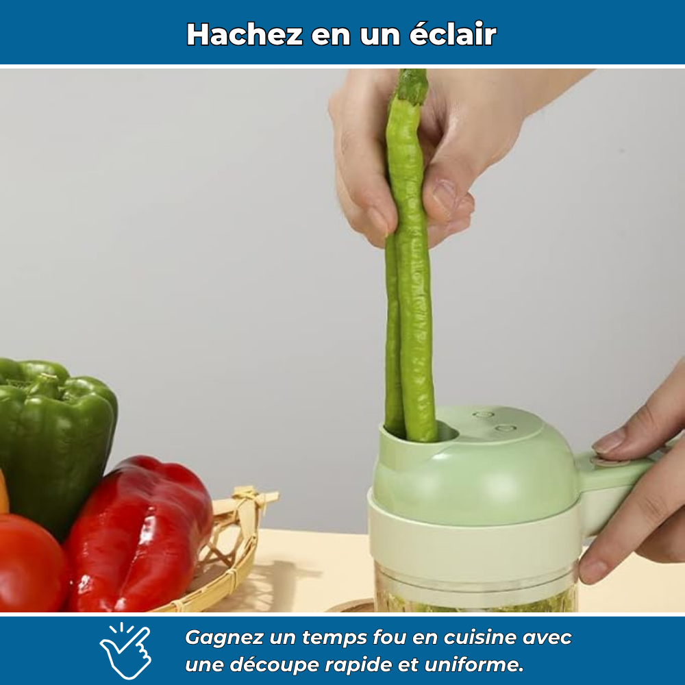 Coup’Chef – Découpe-légumes électrique multifonction USB rechargeable | Hachoir, râpe et mixeur de cuisine