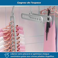 OrgaPlus Lot de 3 Cintres Pliables 9 Trous – Organisateur Gain de Place pour Dressing, Chambre et Placard