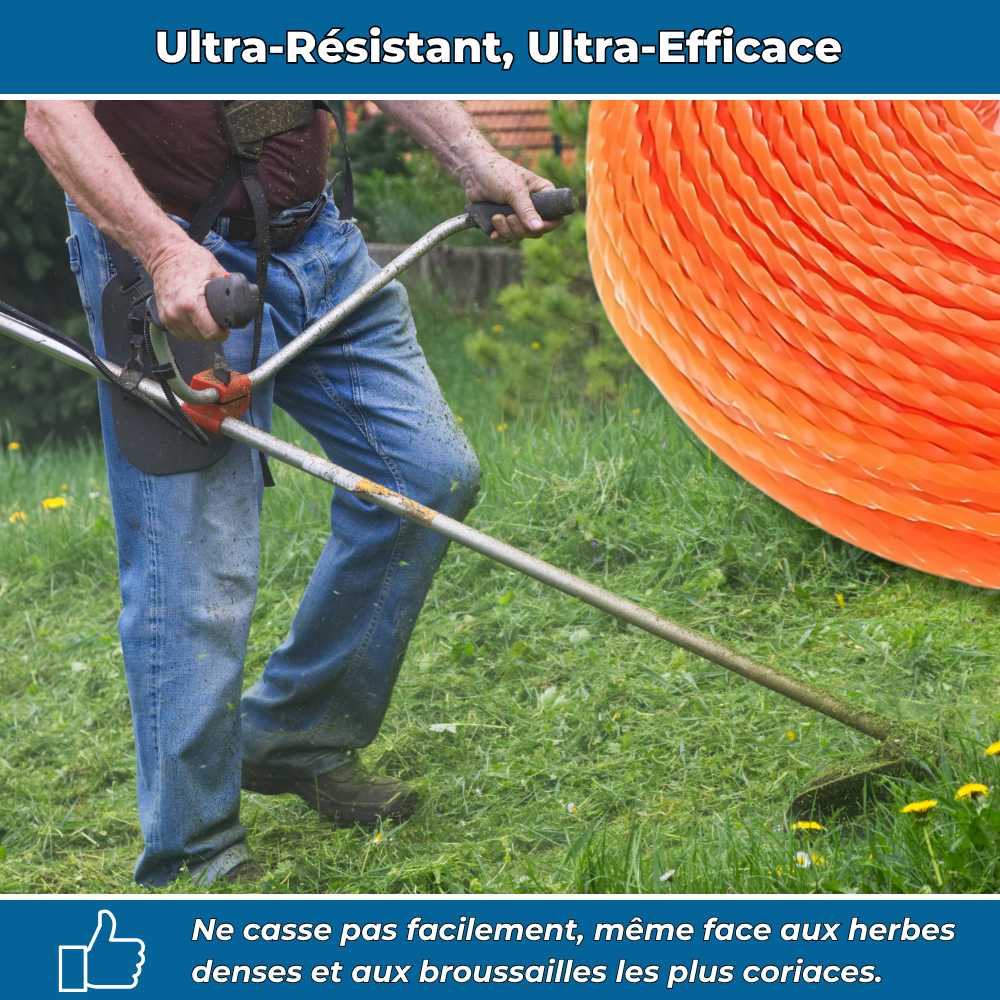 Fil de Débroussailleuse Ultra-Résistant en Nylon Torsadé – Haute Durabilité pour Entretien de Jardin