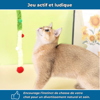 Jouet en peluche pour chat avec tige flexible