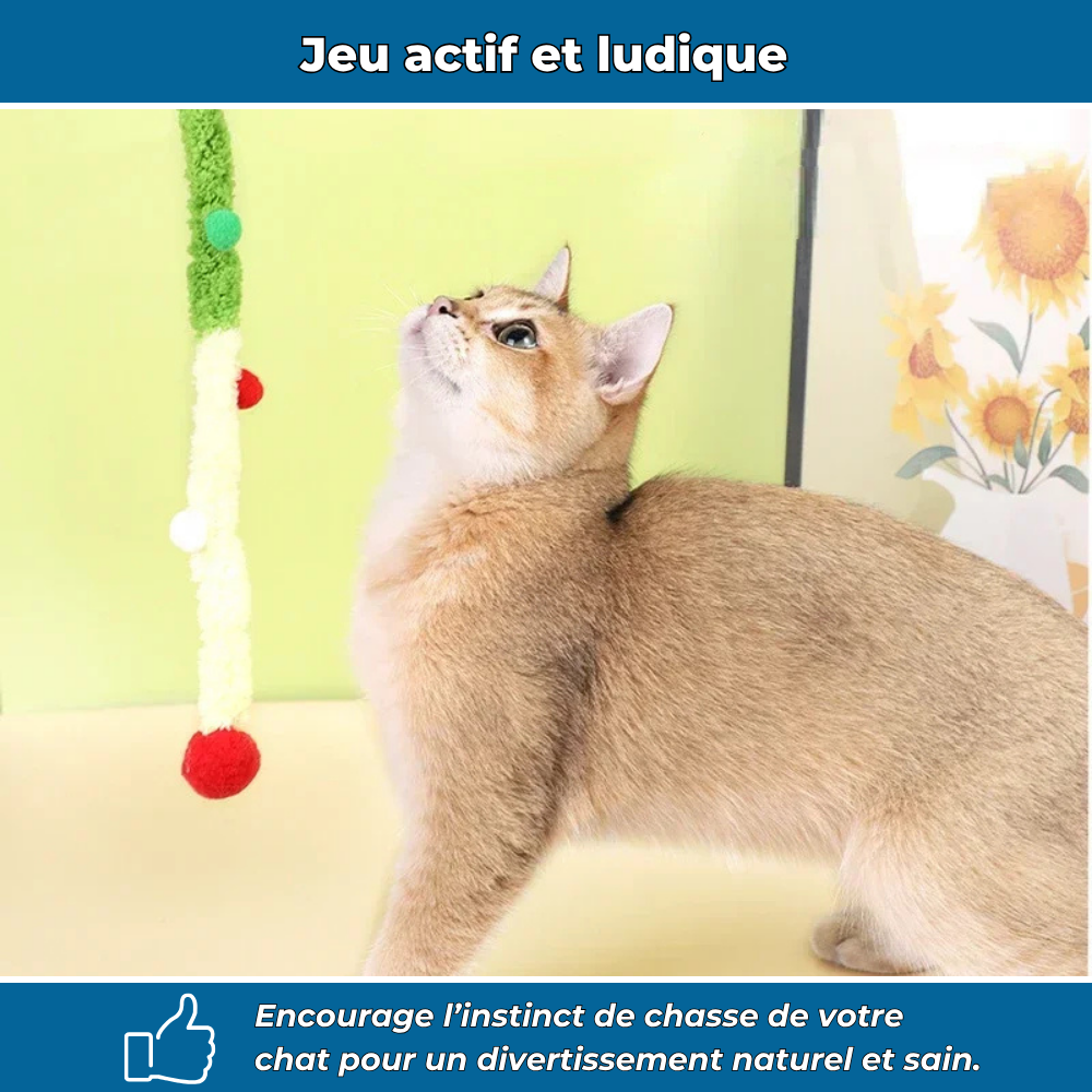 Jouet en peluche pour chat avec tige flexible