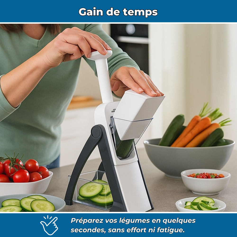 Slicéo – Mandoline manuelle multifonction en acier inoxydable