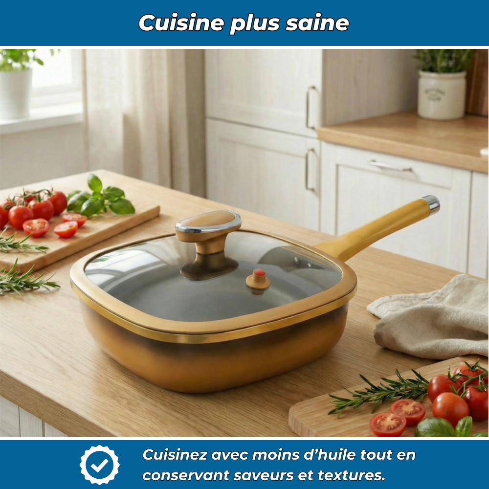TitaneCook | Poêle Antiadhésive en Titane 30cm | Cuisine Saine Facile | Compatible Induction Gaz
