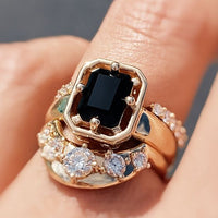 Bague vintage en or avec zirconium noir