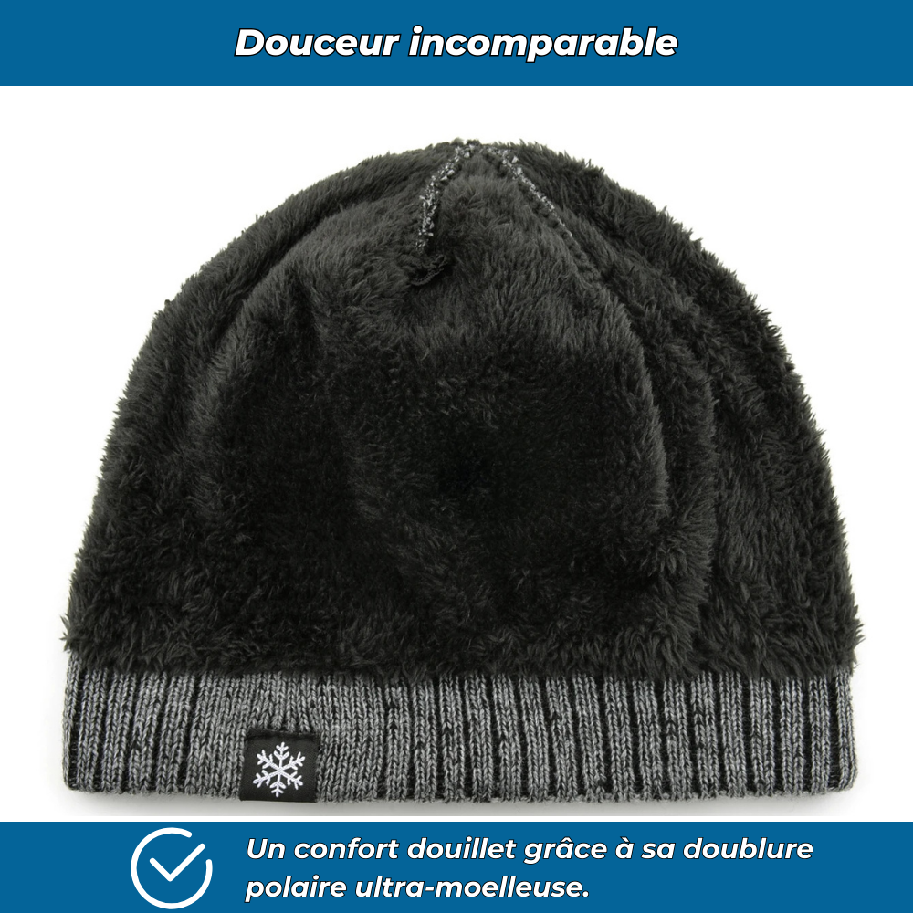 Bonnet tricoté doublé polaire