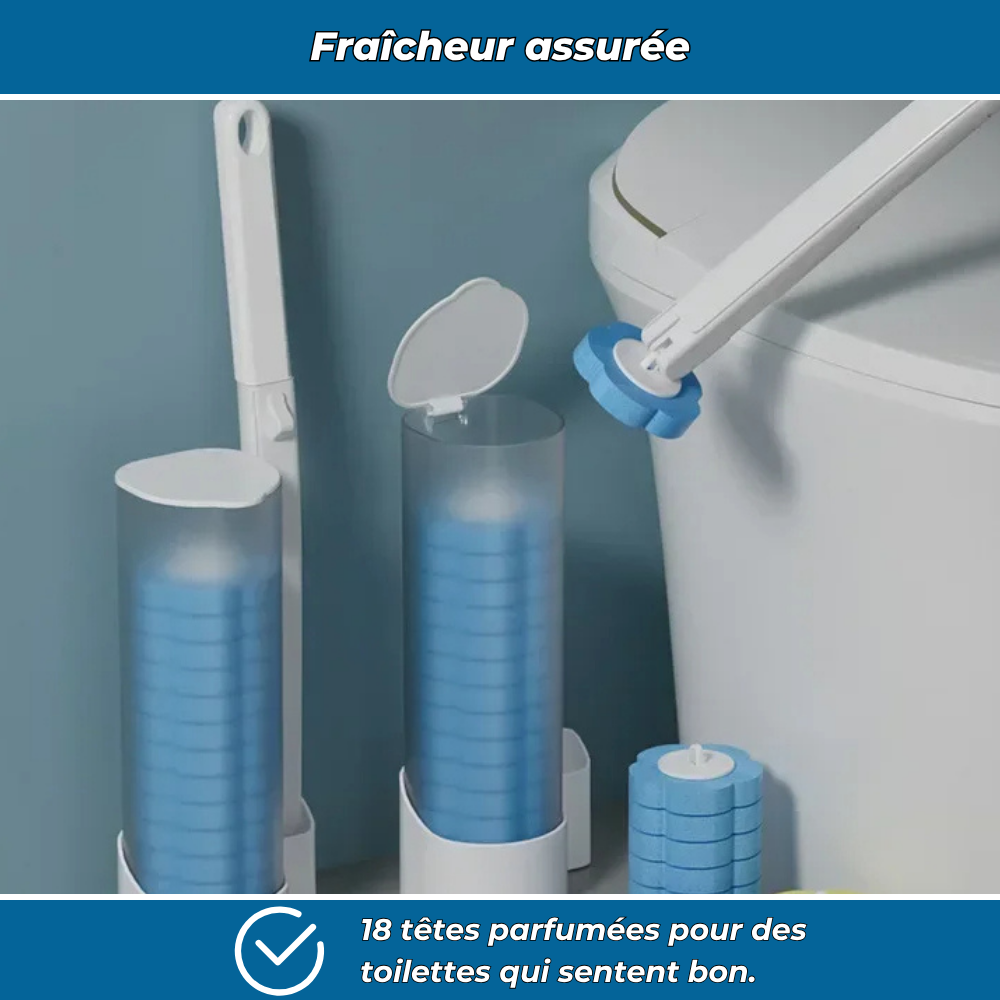 FreshClean – Brosse de nettoyage WC + 18 pastilles parfumées