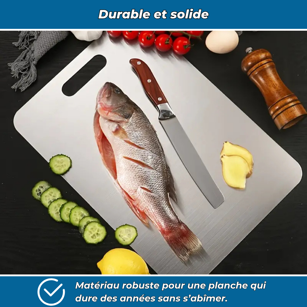 Planche à découper en titane anti-bactérienne double-face  | Durable et hygiénique