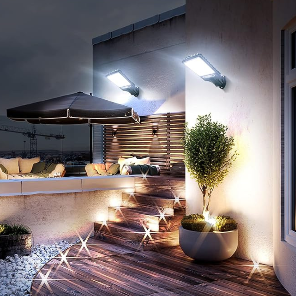 Projecteur LED Solaire Extérieur à Capteur de Mouvement – Lampe Murale Étanche avec Télécommande