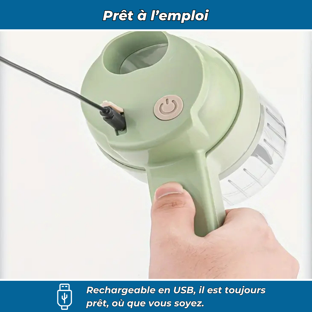 Coup’Chef – Découpe-légumes électrique multifonction USB rechargeable | Hachoir, râpe et mixeur de cuisine