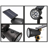 Spot Solaire LED Extérieur Étanche IP65 Orientable – Lampe Jardin à Piquer Rechargeable Solaire – Lot de 2