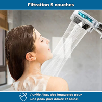 AquaPure - Pommeau de Douche à pression réglable avec 5 filtres inclus