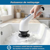TurboBrush | Brosse de Nettoyage Électrique Rotative 9 en 1 | Nettoyage Facile et Rapide Salle de Bain Cuisine Carrelage