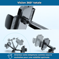 Auto360 PRO – Support téléphone voiture universel à ventouse 360° pour tableau de bord