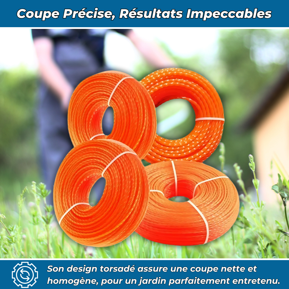 Fil de Débroussailleuse Ultra-Résistant en Nylon Torsadé – Haute Durabilité pour Entretien de Jardin