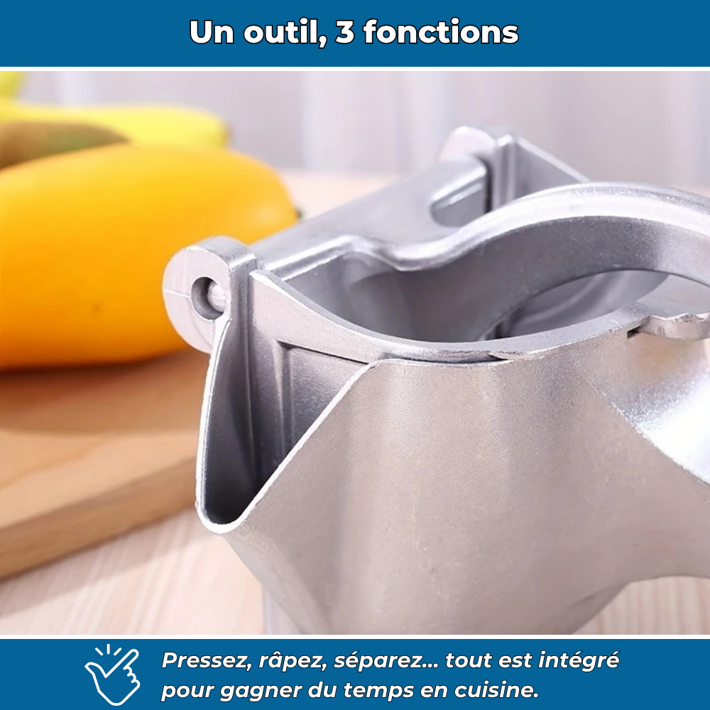 Agru'Max | Presse-agrumes manuel en acier | 3-en-1 pour jus frais