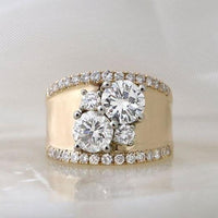 Bague vintage en zirconium brillant doré