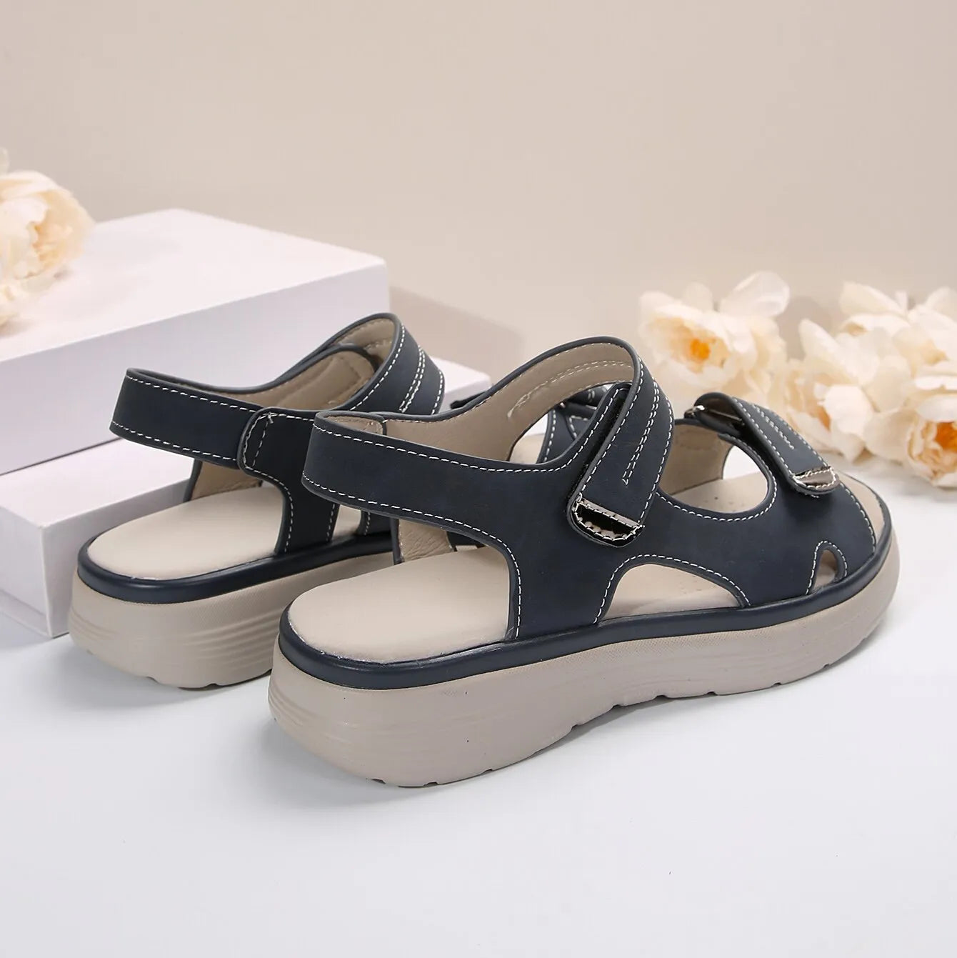 sandales d’été à scratch pour femme