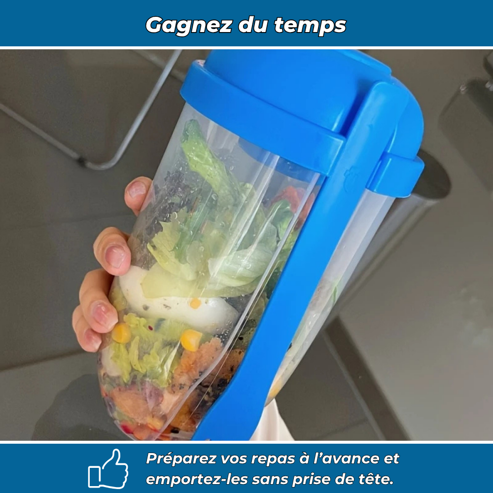 Bocal à salade nomade avec couvercle et couverts