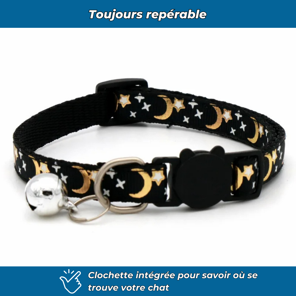 Collier de sécurité réglable pour chat avec clochette