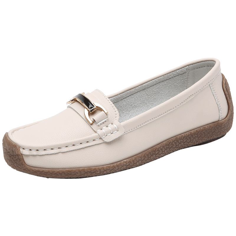 mocassins élégants et polyvalents avec boucle en métal pour femme