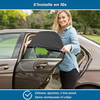 SunSock – Pare-soleil moustiquaire pour vitres arrière (lot de 2)