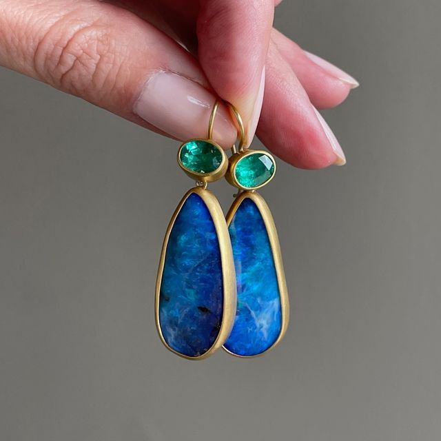 Boucles d'oreilles vintage à pois de cristal bleu