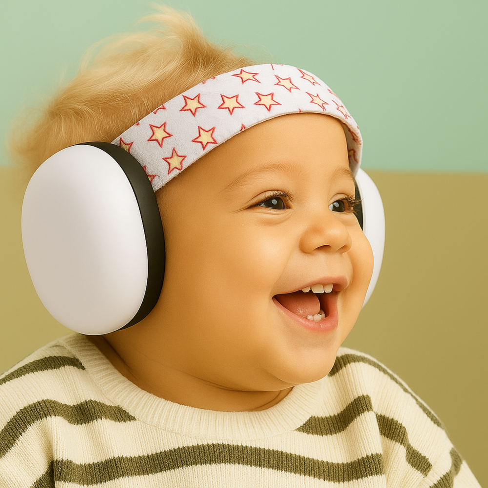 BabyCalm | Casque anti-bruit pour bébé – Protection auditive nourrisson, bandeau élastique, sommeil et voyage avion
