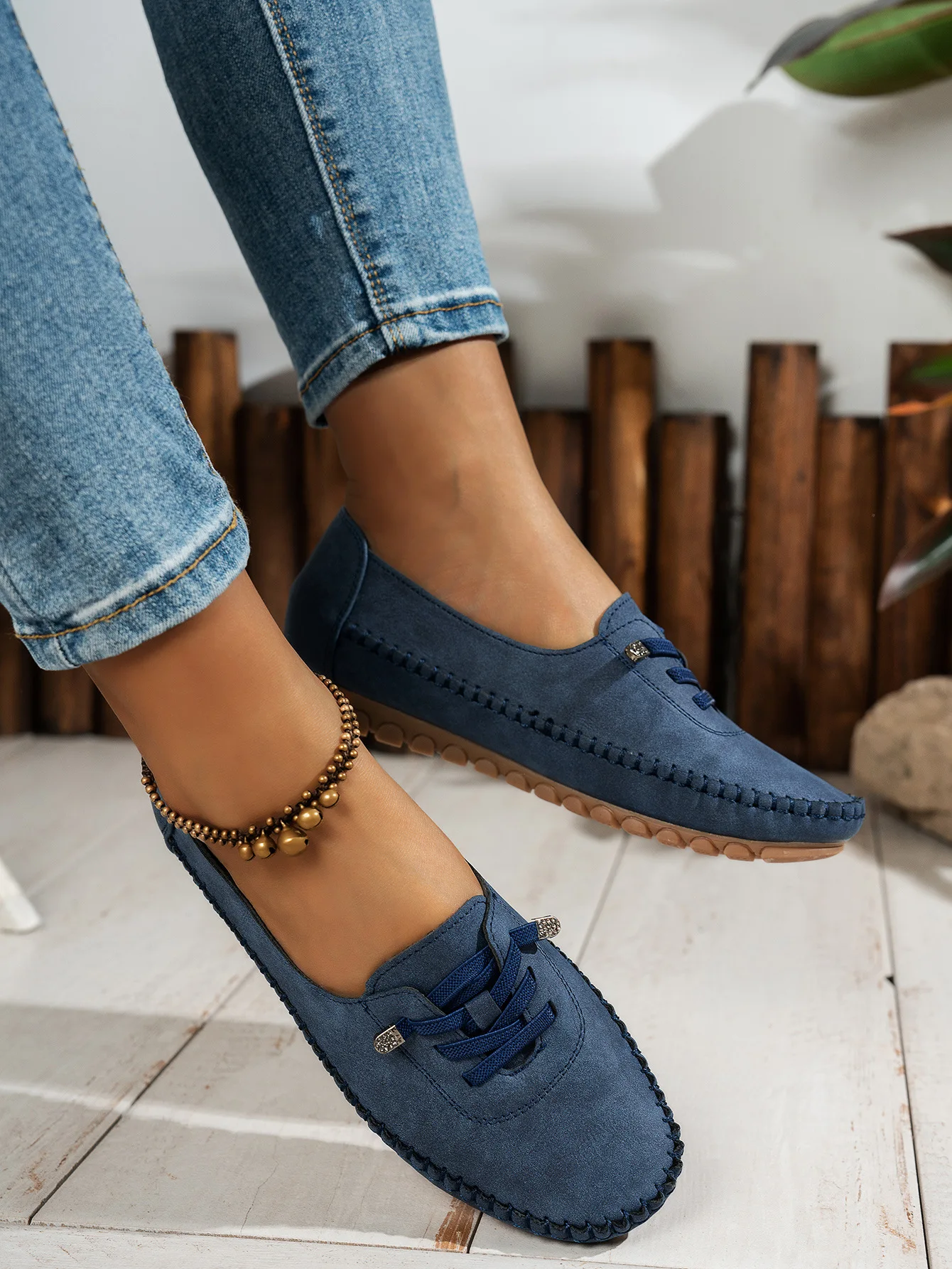 Mocassins femme confort à lacets