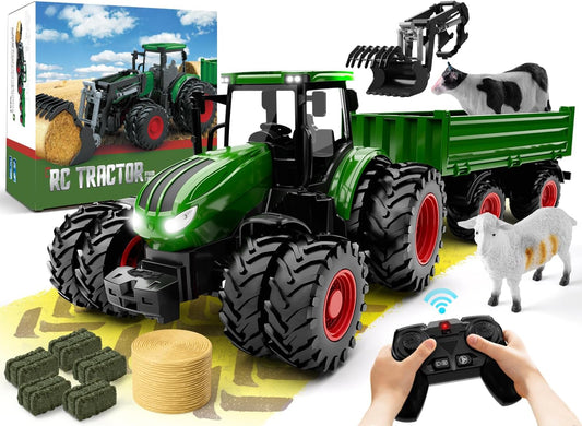 Tracteur RC Jouet Enfant avec Remorque Métal - Santeova