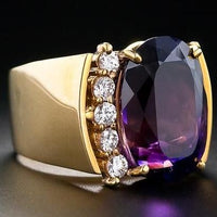 Bague vintage en zirconium doré violet