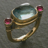 Bague vintage en cristal bleu