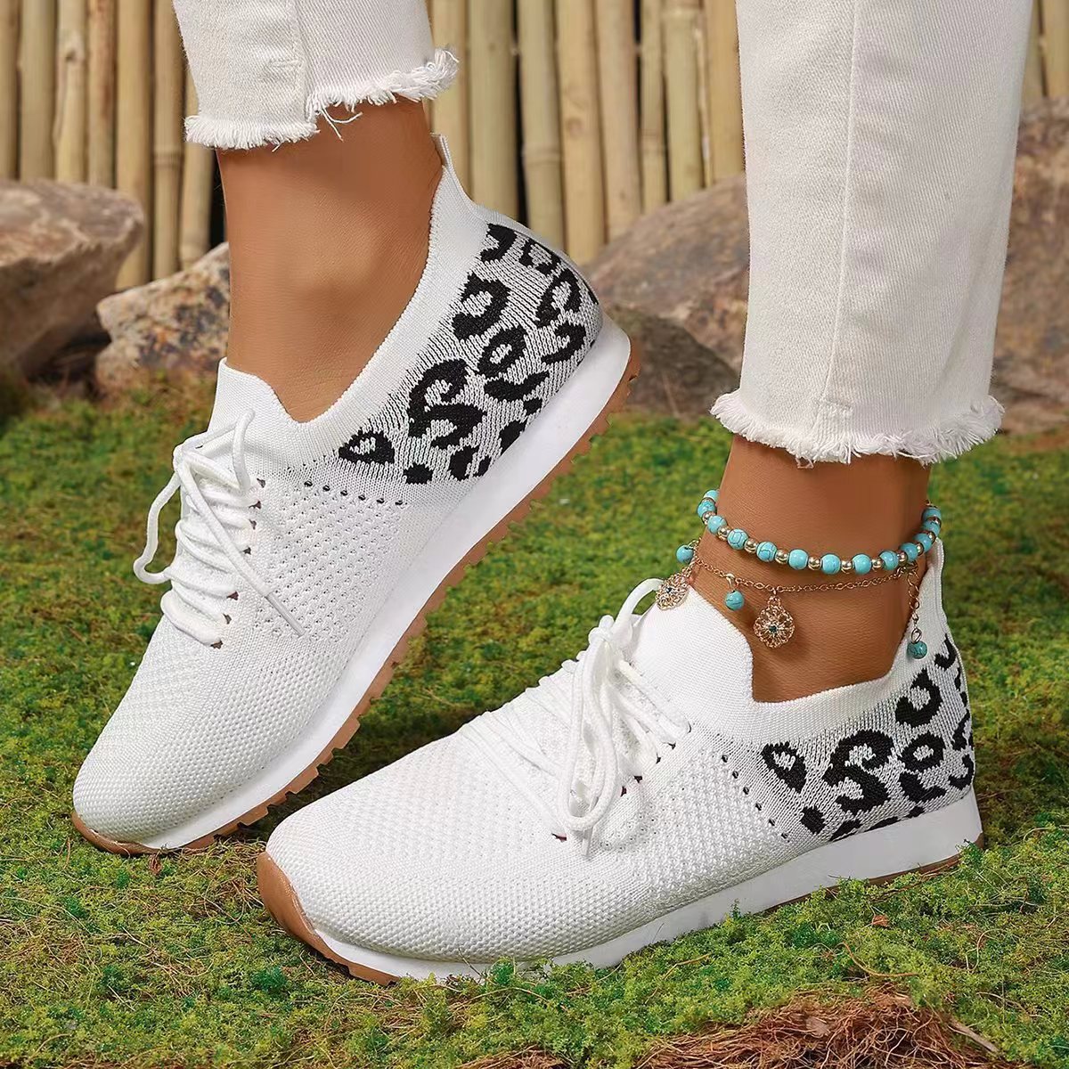Baskets Décontractées en Maille pour Femme avec Détail Nœud