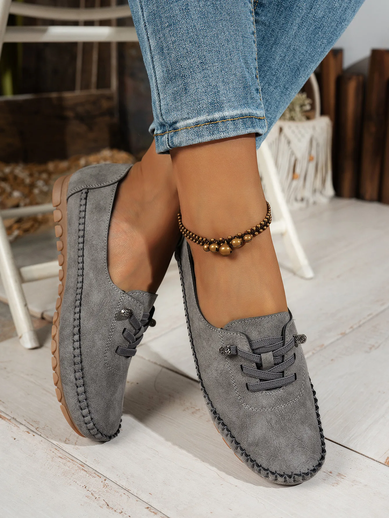 Mocassins femme confort à lacets