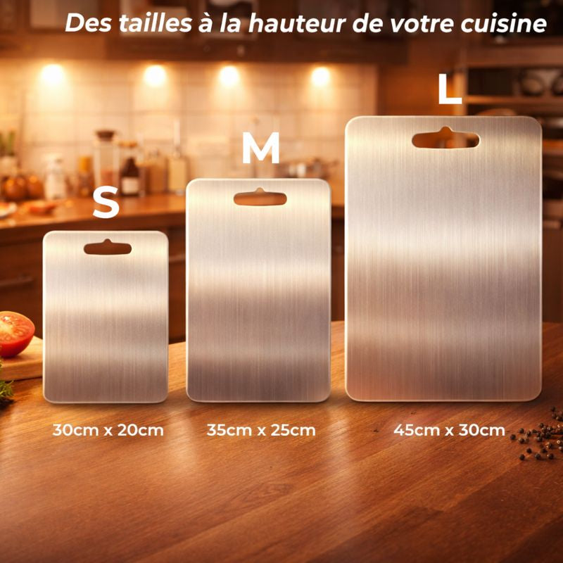Planche à découper en titane anti-bactérienne double-face  | Durable et hygiénique