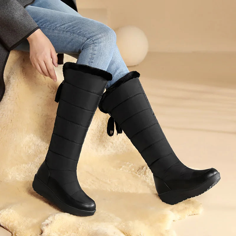 Bottes de neige imperméables à semelle épaisse